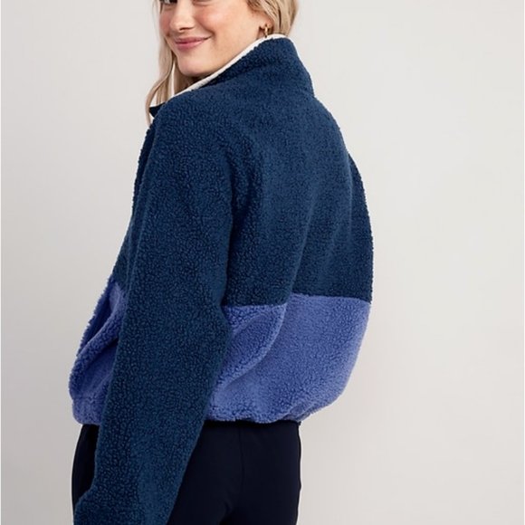 Old Navy NWT Long-Sleeve Oversized Two-Tone Sherpa Sweatshirt for Women - Picture 5 of 9